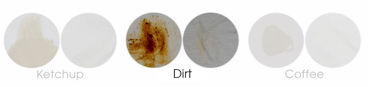 dirt on tshirt before and after